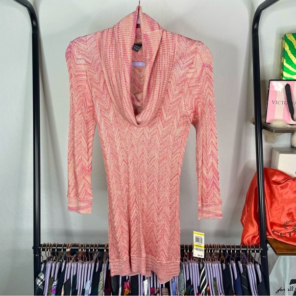 INC International Concepts Sweaters - INC International Concepts Pink Coral Zig Zag Chevron Slinky Sweater